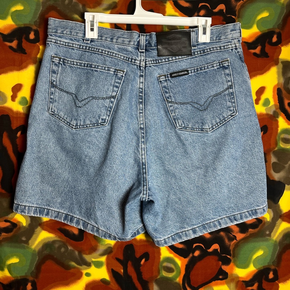 Vintage Harley Davidson Light Wash Denim “Dad” Shorts Size 18